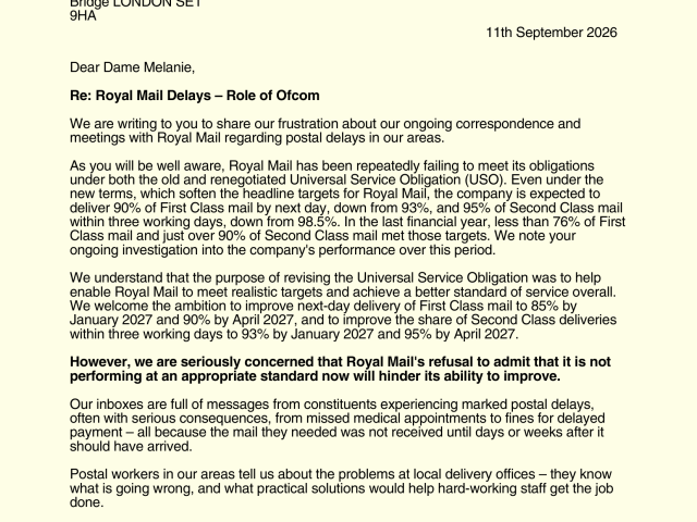Letter to Ofcom - Royal Mail Delays-1